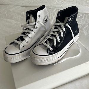 Converse custom black and white platform high tops